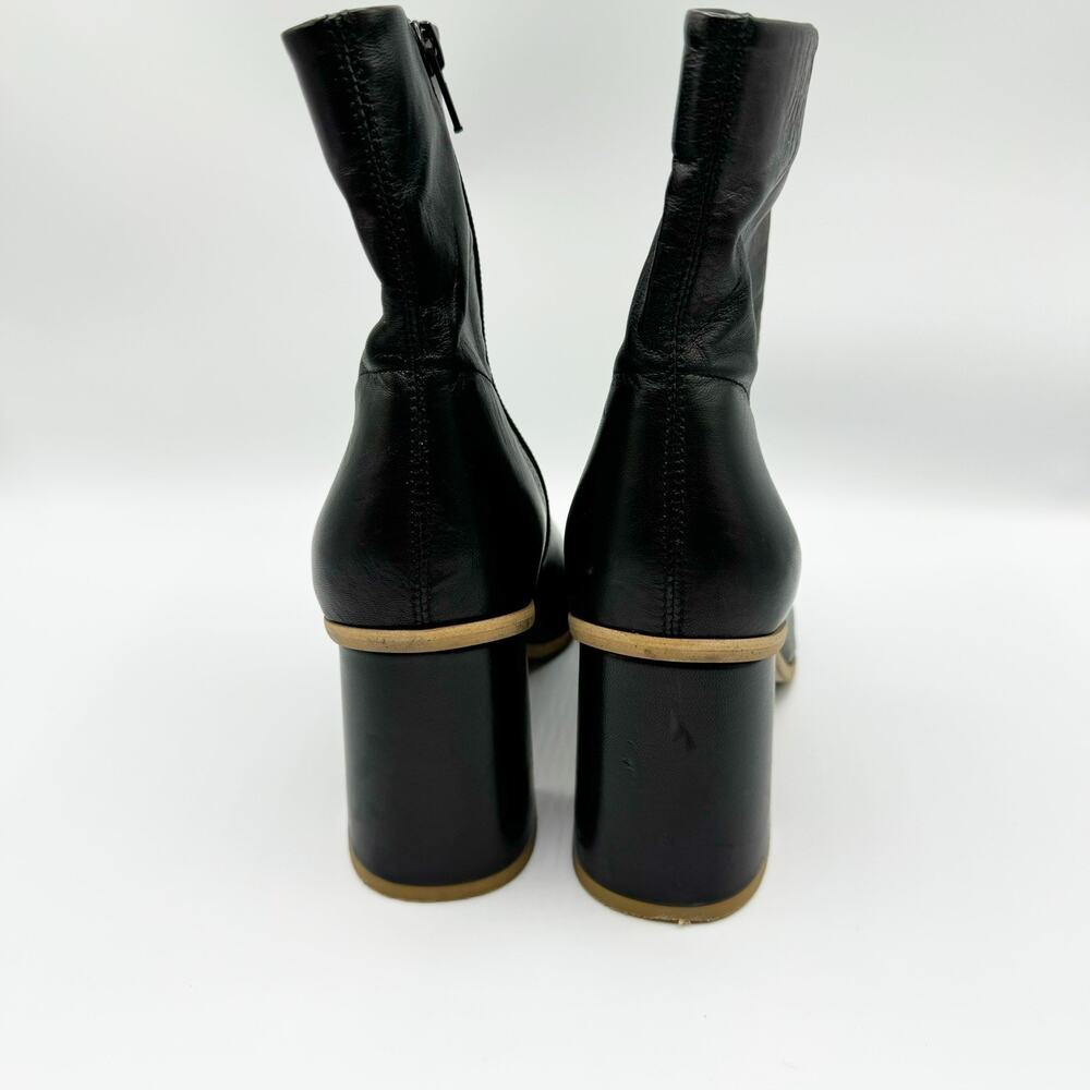Free People Sienna Boots Block Heel Womens US 8 EU38 Black Leather Square Toe - Picture 2 of 10